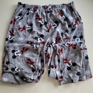 Disney Fleece Pajama Pants Christmas Mickey Mouse with‎ Scarf Gray Size XL